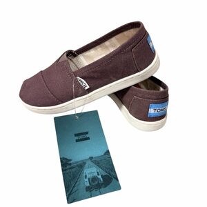 TOMS Kids Slip-On Shoes Brown Canvas Size 12.5 Unisex NWT